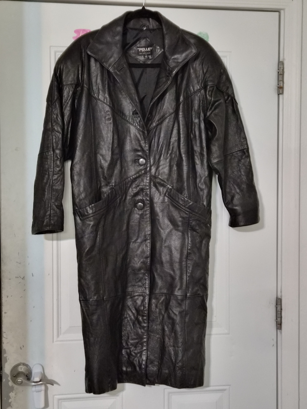 Pelle Pelle Women's Black Long Leather Coat